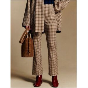 Sezane Ciara Pants in Beige, Black and Camel Checks